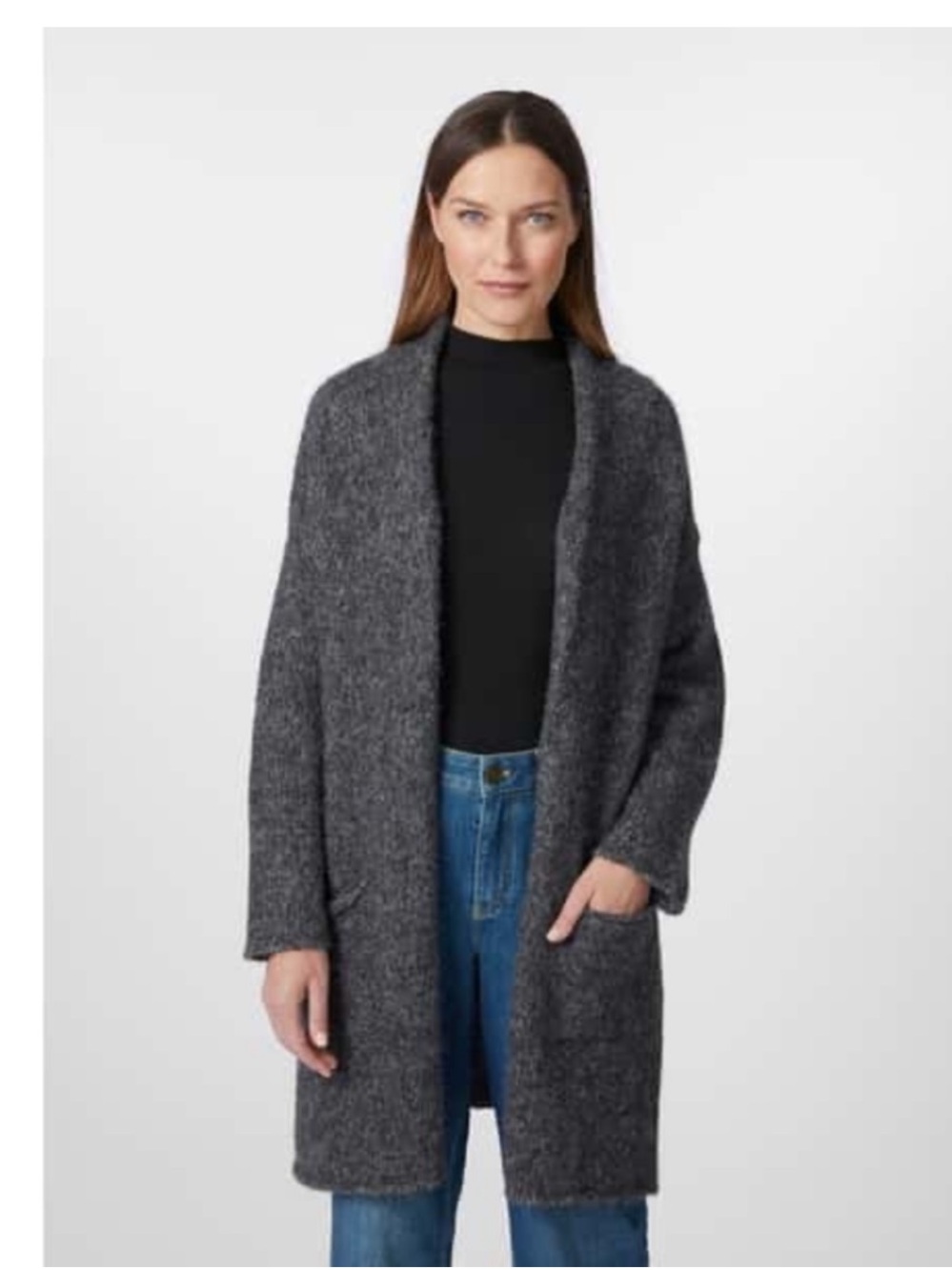 UNIQLO DUSTER / CARDIGAN SWEATER Long Line Black / Gray Size Medium